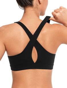 PRICES MAY VARY. Yoga Sport Bras for Women - Light, Comfortable, Soft Support for Low Impact Activity or as a Lounge Bra. Wirefree design is comfy enough to be your new sleep bra or wear as a t shirt bra. These padded bralettes have removable pads. While not a full coverage bra - the demi dip in the front works well with many ladies top necklines - similar to a triangle bralette. Padded Sports Bra - The Padding that can be easily removed. Pullover wire free design is cute & comfy with a supporti Supportive Black Push-up Sports Bra, Black Workout Bra With Built-in Padding, Black Push-up Sports Bra, Sports Bra With Removable Pads In Black, Black Fitted Push-up Sports Bra, Black Push-up Fitted Sports Bra, Black Cross-back Activewear With Built-in Padding, Black Activewear With Built-in Padding And Cross Back, Black Breathable Cross Back Sports Bra