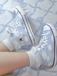 White Aesthetic Coquette, Blue And White Aesthetic, Cloud Core, Spring Summer Shoes, Pastel Shoes, Aesthetic Angel, Bunny Shoes