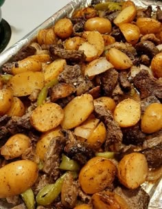 the food is prepared and ready to be cooked in the oven on the stove top