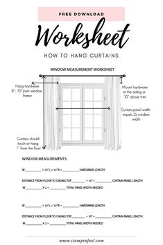 the free worksheet for how to hang curtains in an apartment window sill