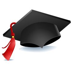 a black graduation cap with a red tassel