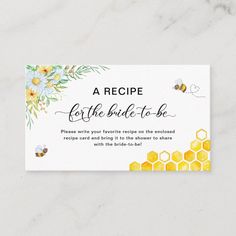 a recipe for the bride to be with flowers and bees