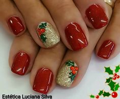 Poinsetta Nails Nailart, Poinsettia Nails, Nexgen Nails, Christmas Nails Diy, Pedicure Designs Toenails, Holiday Nails Christmas, Fake Nails Designs, Red Christmas Nails, Super Cute Nails