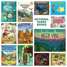 the national parks books are all in different colors and sizes, including one for children's book covers