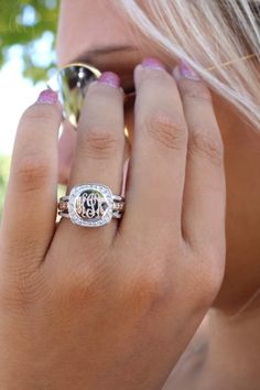 Sterling Silver Monogram Stackable Ring Sterling Silver - Etsy Canada Silver Stackable Rings, Stackable Ring Sets, Stackable Rings Silver, Rings Sterling Silver, Silver Monogram, Square Face, Monogram Ring, Rounded Square, Trendy Ring