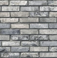 Painted Grey Brick Wallpaper from the Essentials Collection by Brewster Home Fashions Brick Wallpaper Grey, Grey Brick Wallpaper, Plank Wallpaper, Red Brick Wallpaper, Brick Effect Wallpaper, Brewster Wallcovering, Brick Wallpaper Roll, Grey Brick, Stone Wallpaper