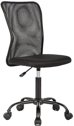 an office chair with black mesh back and chrome base, viewed from the front view