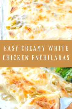 easy creamy white chicken enchiladas with broccoli on the side