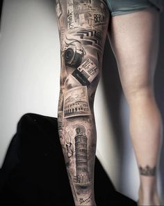 a person with a tattoo on their leg