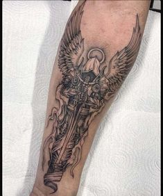 Angel Tattoo Arm, Warrior Angel, Angel Tattoos, Dragon Sleeve Tattoos, Wrist Tattoos For Guys