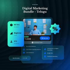 the digital marketing bundle is being displayed in front of a computer screen with an image of a man on it