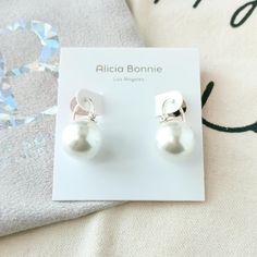 Alicia Bonnie Ab Blanche Silver White Pearl Earrings Brand New With Tag & Dust Bag Authenticity Guaranteed 0.9" L X 0.6" W 8.2g Bonnie Jewelry, A Streetcar Named Desire, White Pearl Earrings, Round Dangle Earrings, Teal Earrings, Betsey Johnson Earrings, White Pearl Earring, Kendra Scott Earrings, Beaded Dangle Earrings