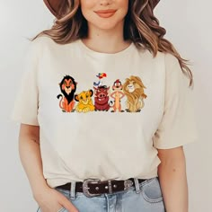 Disney Shirt Women, Lion King Outfits Women, Animal Kingdom Outfit Woman, Lion King Clothes, Lion King Shirts, Animal Kingdom Outfit, Lion King Characters, Animal Kingdom Shirt, Disney Character Shirts