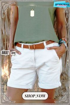 Casual Fashion Cotton-blend Shorts Casual Bermuda Bottoms Solid Color, Trendy Mid-rise Bermuda Shorts For Summer, Mid-rise Cotton Bermuda Shorts For Summer, Summer Mid-rise Cotton Bermuda Shorts, Beige Shorts For Summer, Casual Bermuda Pants For Vacation, Casual Mid-rise Summer Pants, Casual High Waist Bermuda Shorts For Beach, Solid Color Cotton Bermuda Bottoms