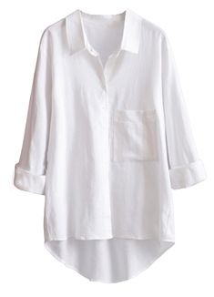 PRICES MAY VARY. Cotton linen blouses plus size boyfriend shirts for women ，One chest pockets, unique raw edge design, great for Spring, Summer, Autumn V neck t shirt for women,button down sweatshirts,cuffed sleeve blouses with pockets,loose fitted,casual pullover top Occasions: casual, holiday, vacation, office, school, party, dating, lounge and daily etc This linen shirts women button down shirts blouse can be easily match with jeans, skinny leggings or shorts Note: Cotton linen shirts ,the fa Women Shirt Formal, High Low Shirts For Women, Free Size Tops For Women, White Long Sleeve Button Up, White Cotton Button Down Shirt Outfit, White Long Shirts For Women, Plus Size White Button Down Shirt Outfit, Long Shirts For Women Casual, Boyfriend Shirts For Women