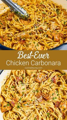 the best ever chicken carbonara in a skillet