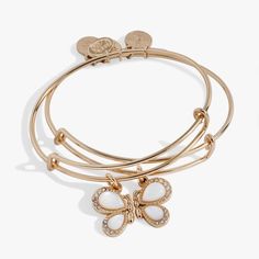 Perfect Pairs- Butterfly Wings Bangle Set of 2 | Alex and Ani Thread Bracelets, Alex And Ani Bracelets, Bangle Bracelets With Charms, Mother And Daughter, Charm Bangle, Pearl Diamond, Bangle Set, Alex And Ani, Butterfly Wings