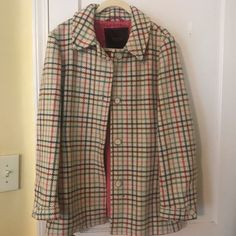 Gently Worn Coach Coat Multicolor Size L - Fits Tts Comes With Original Garment Bag Coach Jackets, Garment Bag, Coach Jacket, Orange Pink, Pink Orange, Winter Coat, Women's Plaid Shirt, Pink And Orange, Jackets & Coats