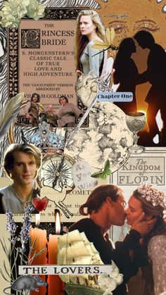 a collage of different pictures with people and flowers on them, including the words princess bride