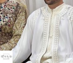 Moroccan jabador men , kaftan for men, Moroccan kaftan for wedding, Djellaba This Moroccan caftan for men is so elegant , it can be worn in special occasions or big events. this Moroccan garment comes with 3 pieces , the long kaftan , the pants, and the long coat.  the embroidery may vary depending on availability. Wedding Thobe With Resham Embroidery For Eid, Wedding Eid Thobe With Dabka Embroidery, Long Sleeve Thobe With Dabka For Wedding, Wedding Eid Agbada With Long Sleeves, White Wedding Thobe With Dabka Work, Festive Wedding Agbada With Dabka Details, White Abaya With Dabka Work For Wedding, White Dabka Work Abaya For Wedding, Long Sleeve Resham Embroidered Thobe For Wedding