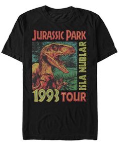 a black shirt with an image of a dinosaur on it