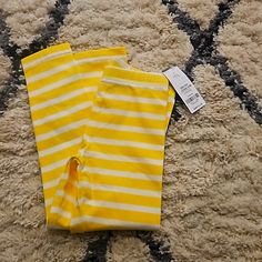 Nwt Carter's Leggings Sz 5t Yellow And White Stripes Playful Yellow Cotton Pants, Playful Yellow Bottoms For Playwear, Stretch Leggings For Summer Playwear, Playful Yellow Pants For Spring, Casual Yellow Playwear Bottoms, Casual Yellow Bottoms For Playwear, Yellow Stretch Leggings For Spring, Kids Bottoms, Yellow White