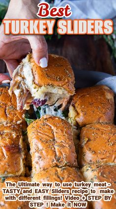 the ultimate turkey slider recipe is shown here