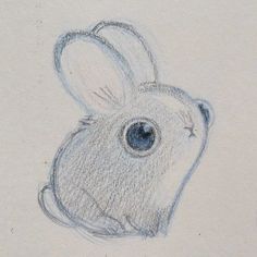 a pencil drawing of a bunny with big eyes