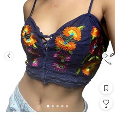 Nwt Sadie And Sage Multicolored Embroidered Flower Top Sz Small Blue Floral Embroidery Top For Vacation, Blue Floral Embroidery Beach Tops, Summer Tops With Multicolor Embroidery And Floral Applique, Sage Top, Sage Blue, Flower Top, Flower Tops, Embroidered Flowers, Color Blue