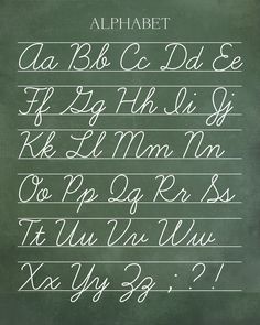 the upper and lower case of an alphabet written in chalk on a green blackboard