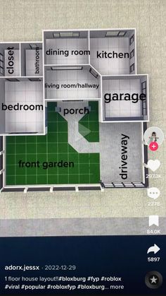 the floor plan for an apartment with several rooms and garages, including one bedroom