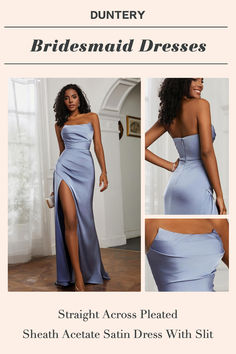 Strapless Pleated Sheath Gown With Slit Bridesmaid Tops, Luxurious Dress, Bridesmaid Dresses Under 100, Luxurious Dresses, Dress Night Out, Cocktail Dress Formal, Sheath Gown, Junior Prom Dresses, Blue Bridesmaid Dresses