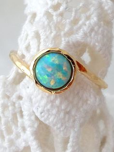 Opal ring Mint Opal ring Gemstone ring Gold by EldorTinaJewelry Adjustable Opal Ring Birthstone With Round Stone, Stackable 14k Gold Opal Ring, Adjustable Stackable Opal Open Ring, Opal Gemstone Stackable Rings, Opal Gemstone Stackable Round Rings, Opal Birthstone Stackable Rings As Gift, Stackable Opal Gemstone Rings, Stackable Opal Birthstone Rings As Gift, Adjustable Opal Ring With Bezel Setting