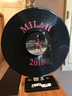 a personalized record with a photo on it