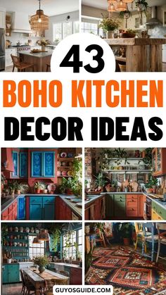 43 Unique Boho Kitchen Decor Ideas Vibrant Kitchen Eclectic, Boho Farmhouse Kitchen Cabinets, Decorating Boho Style, Above Cabinet Decor Kitchen Boho, Moroccan Kitchen Ideas, Boho Small Kitchen, Boho Style Kitchen Decor, Small Boho Kitchen Ideas, Kitchen Bohemian Style