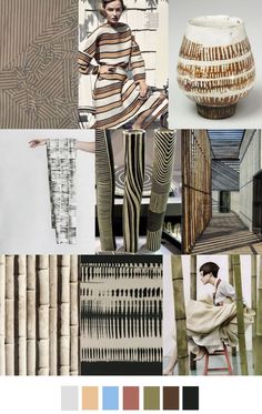 a collage of photos with different colors and patterns on them, including vases