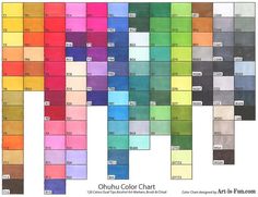 the color chart for an art project with different colors and numbers in each section, including one