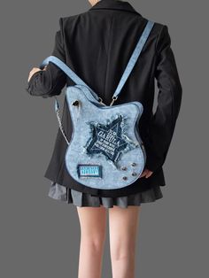 Object Oc, Girly Punk, Y2k Nostalgia, Denim Backpack, Five Pointed Star, Travel School, Denim Bag, Backpack Bag, Project Sekai