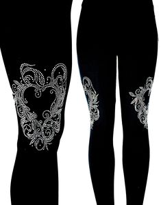 "Hand Embellished All Rhinestone Design I Wish The Pictures Could Show Just How Beautiful and Sparkly These Iridescent Stones Really Are MATCHING TOP AVAILABLE SOLD SEPARATELY These are regular one size full-length leggings (Depending on your height) They will fit a woman size small up to a size large  The material is a blend of 92% polyester & 8% spandex They are very comfortable, buttery soft, and stretchy They have a nice wide soft Yoga style waistband Waist = 28\" (Unstretched Total Circumfe Embellished Leggings, Valentines Day Wedding, Soft Yoga, Yoga Style, Stretchy Leggings, Valentines Day Weddings, Long Knit, Rhinestone Heart