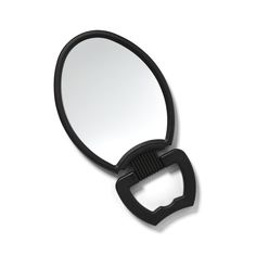 a mirror with a black handle on it