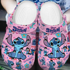 Trendy Non-slip Slip-on Clogs, Pink Flat Comfortable Clogs, Comfortable Pink Flat Clogs, Blue Crocs, Pink Crocs, Crocband Clog, Comfort Shoe, Disney Lilo, Shoe Clips