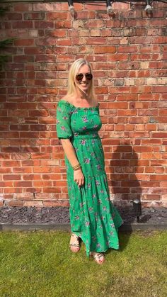 Transition your wardrobe this Autumn, with this beautiful vibrant Green Floral Bardot Long Sleeve Maxi Dress 💚 Perfect for your brunch plans 🥰Just pair this with your fave jacket, what else are you adding? @loveanewfrock #styleinspo #inspo #womensfashion #streetstyle #instastyle #womensfashiondaily #dayoutfit #loveyumi Green Ruched Maxi Dress, Fitted Green Tiered Dress, Green Tiered Midi Dress For The Beach, Green Tiered Midi Dress For Beach, Green Bohemian Midi Dress With Smocked Bodice, Green Ruched Midi Dress For Day Out, Green Fitted Tiered Skirt Maxi Dress, Green Tiered Ruched Midi Dress, Green Ruched Tiered Midi Dress