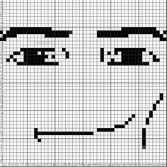 a cross stitch pattern with the face of a man's head in black and white