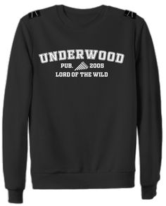 a black sweatshirt with the words underwod on it and an arrow in white