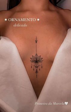 Chest Center Tattoo, Vertical Chest Tattoo, Tattoo Sternum Women, Sensual Tattoo For Women, Half Spine Tattoo, Tattoo Middle Of Chest Women, Breast Tattoos For Women Middle, Tattoos On Breast, Fine Line Sternum Tattoo