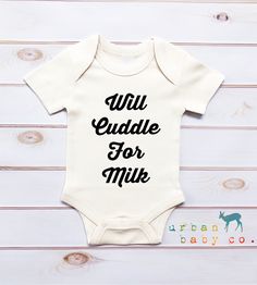 Will Cuddle For Milk Organic Baby Onesie® Black White Nursery, Boy Onesies, No Drama Llama, Monochrome Baby, Urban Baby, Baby Present, Drama Llama, Breastfed Baby, Baby Co