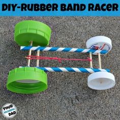 this diy rubber band racer is great for kids to play with