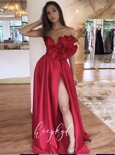 Fuschia Dress, Styles Dress, Beautiful Red Dresses, High Low Prom Dresses, Outfit Styles, V Neck Prom Dresses, Glam Outfit, Satin Evening Dresses, Affordable Prom Dresses