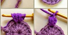 crochet stitches are being used to make an ornament