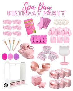 a birthday party with pink items and decorations